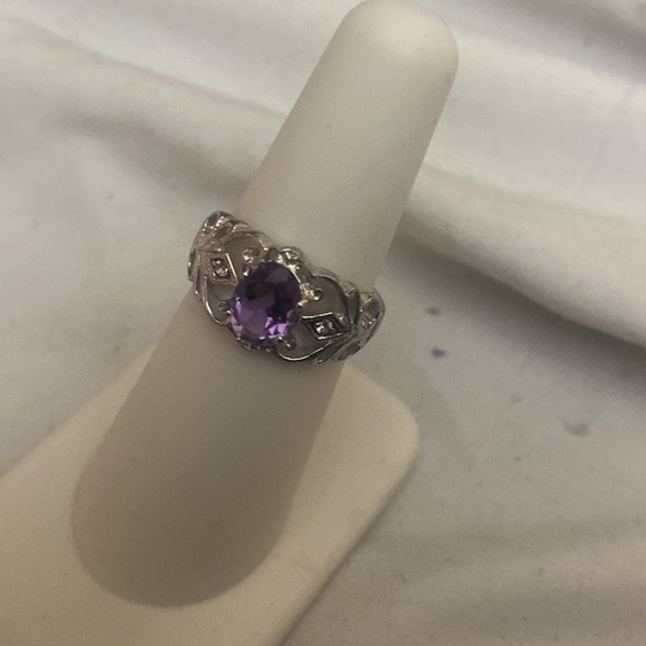Ladies amethyst 925 sterling silver RJ amethyst ring size 6 - Picture 4 of 5